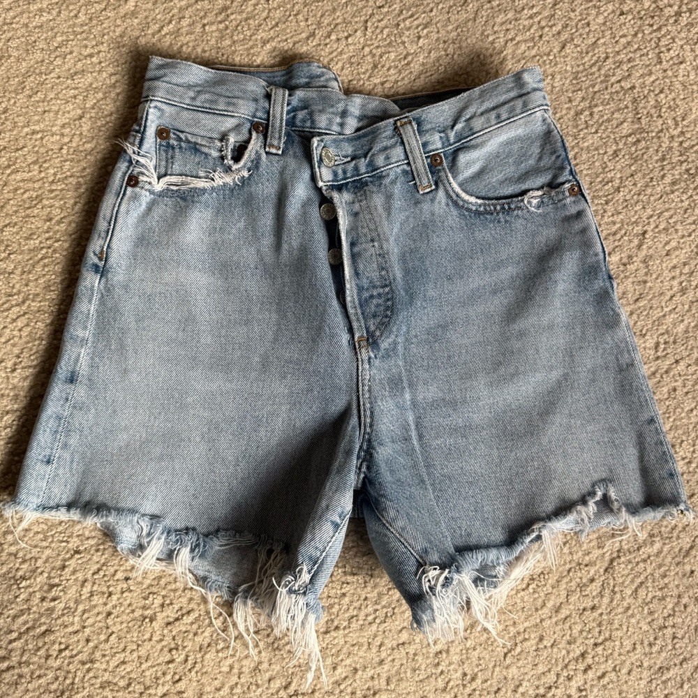Agolde cross cross jean shorts
